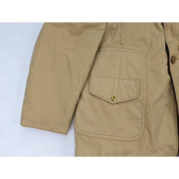 Vintage 70s Men's Coat Montgomery Ward Size 46L Beige Brown Faux Fur Lined - Picture 12 of 16